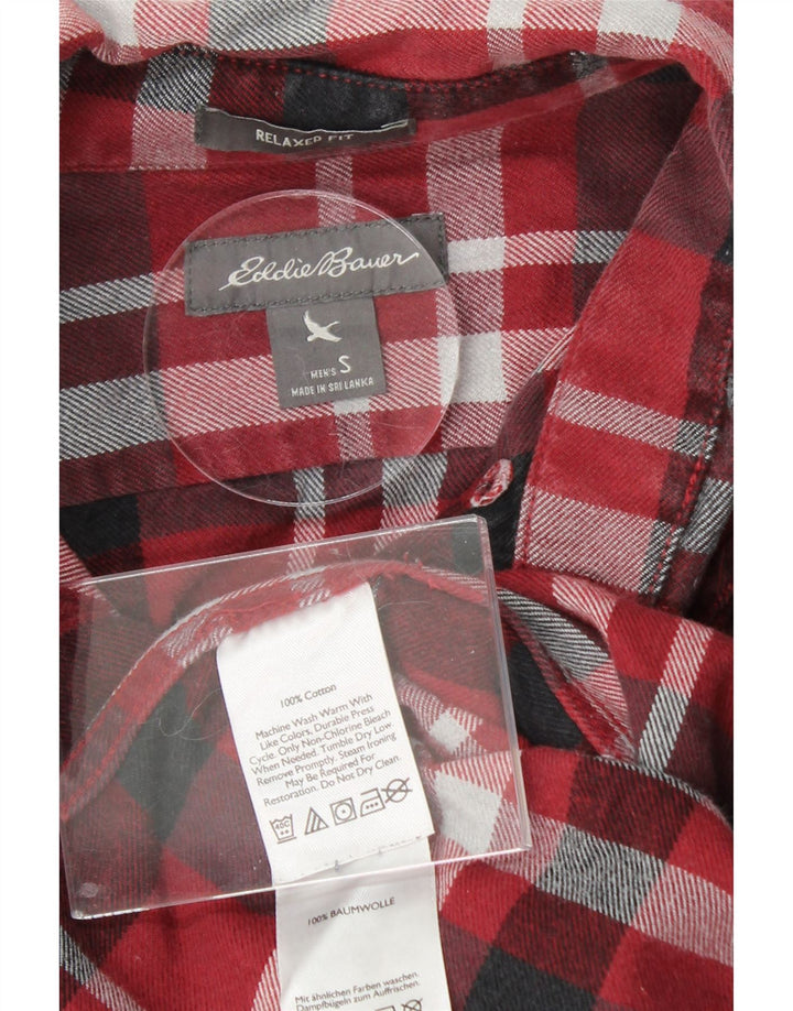 EDDIE BAUER Mens Relaxed Fit Flannel Shirt Small Red Check Cotton Vintage Eddie Bauer and Second-Hand Eddie Bauer from Messina Hembry 