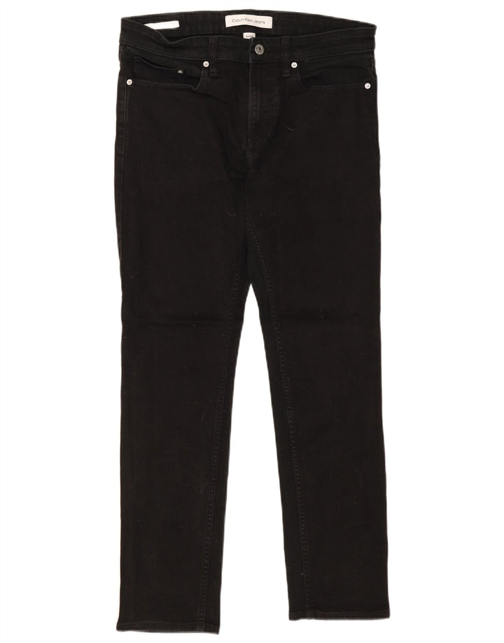 Calvin Klein Herren Slim Jeans W31 L30 Schwarze Baumwolle