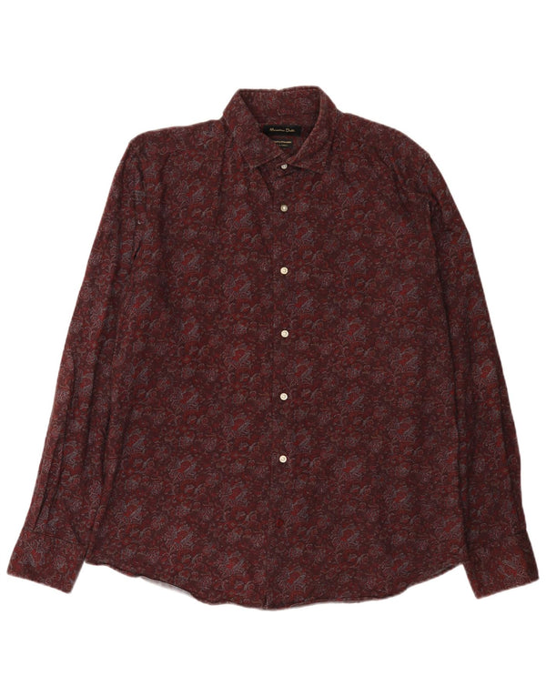 Massimo Dutti Mens Shirt Large Burgundy Paisley