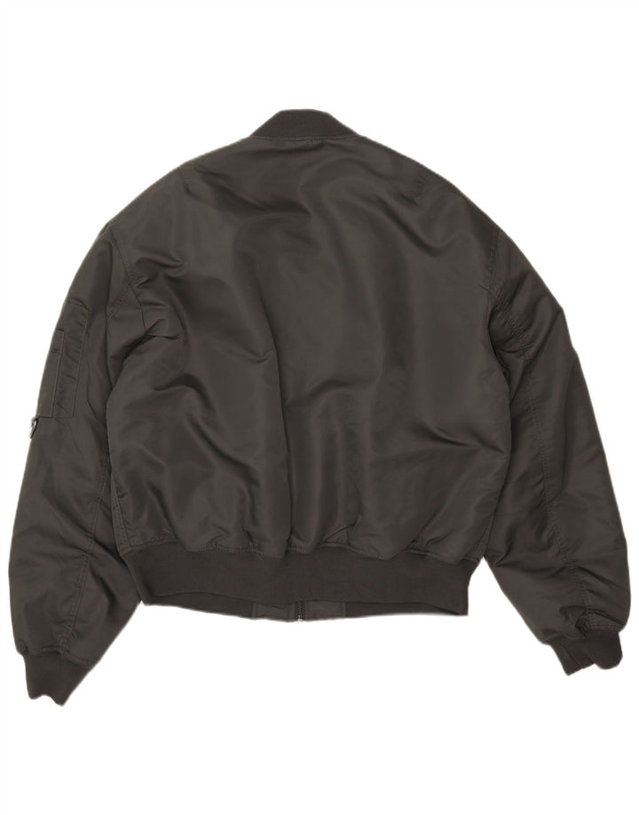 ZARA Herren Bomberjacke UK 40 Large Grau Polyester