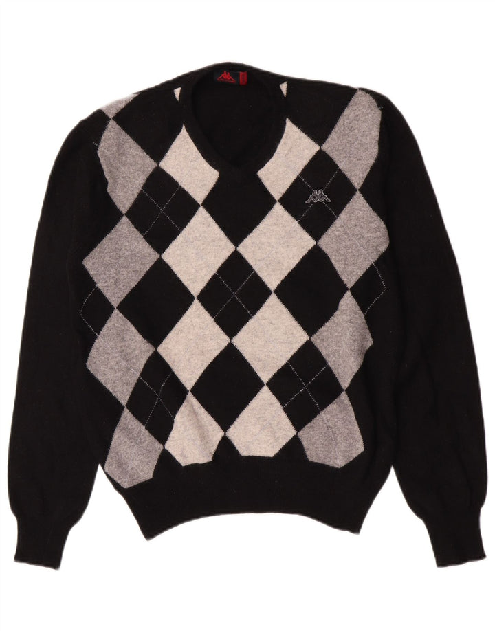 Kappa Herren-Pullover mit V-Ausschnitt, Mittelschwarz, Argyle/Diamant