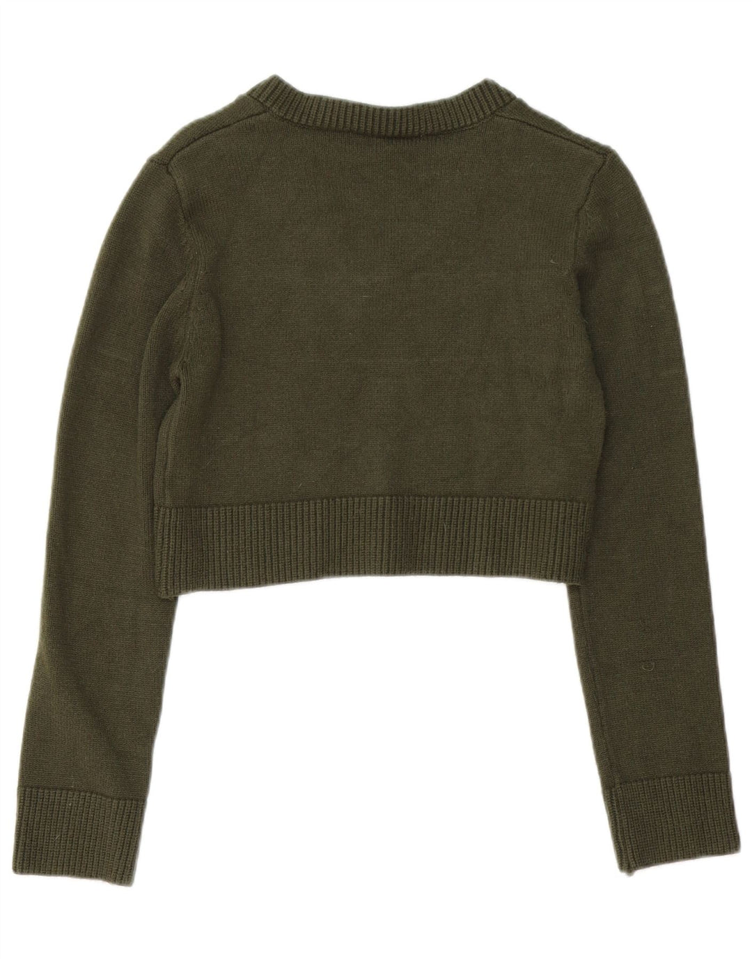 Zara Damen Crop Jumper Pullover UK 12 Mittelgrüne Viskose