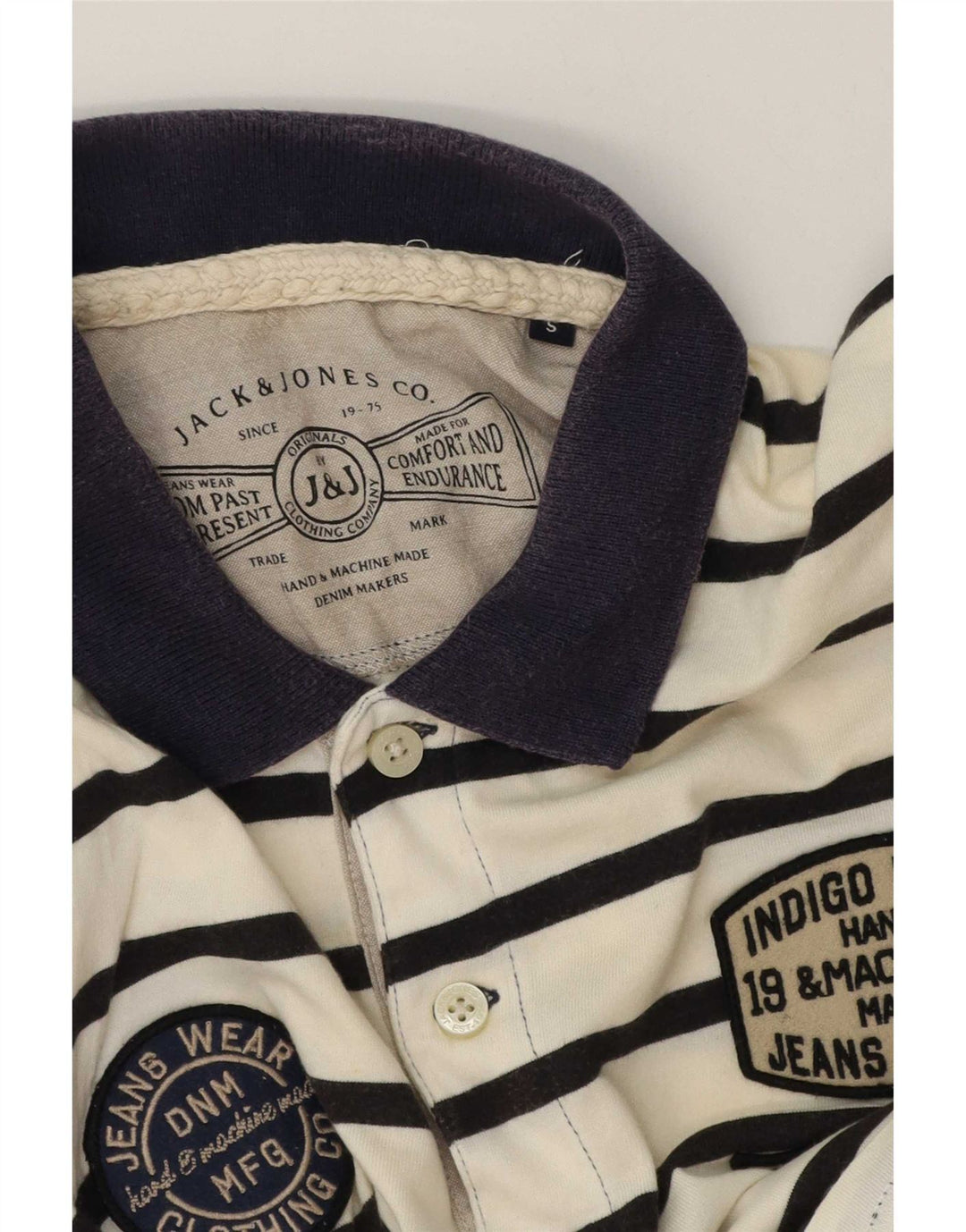 Jack & Jones Herren-Poloshirt mit Grafik, klein, weiß gestreift