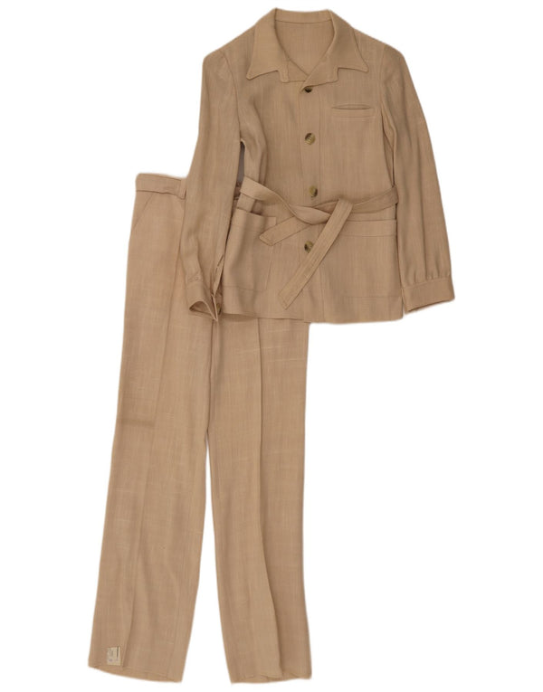 Vintage Damen 4-Knopf-2-teiliger Anzug IT 36 XS W26 L30 Beige Viskose