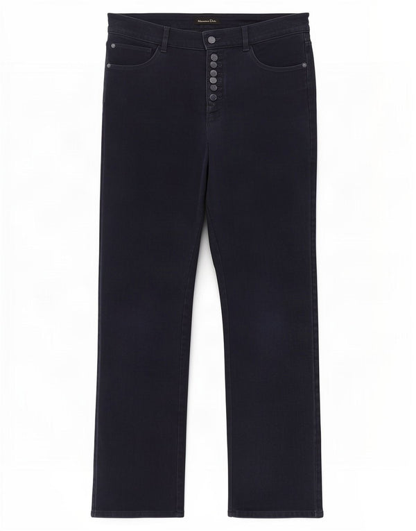 Massimo Dutti Damen Straight Jeans EU 40 Medium W30 L28 Marineblau Baumwolle