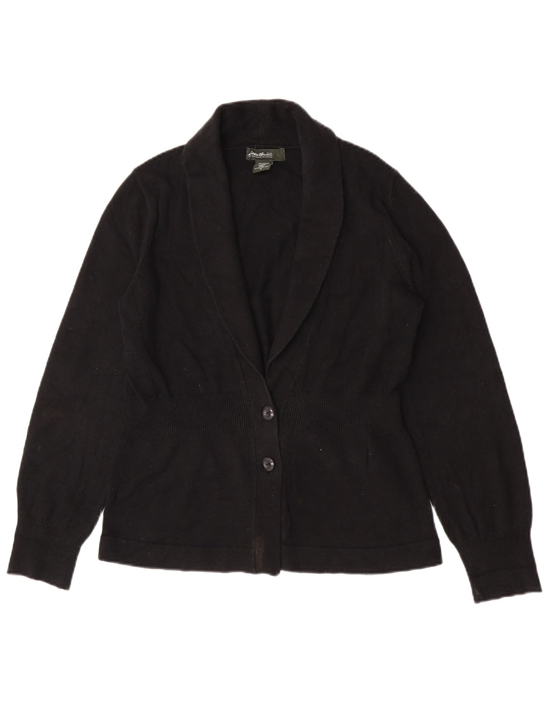 Eddie Bauer Damen-Cardigan-Pullover UK 14 Mittelschwarze Baumwolle