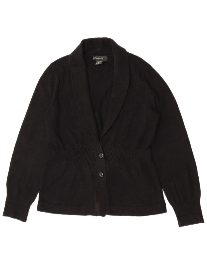 Eddie Bauer Damen-Cardigan-Pullover UK 14 Mittelschwarze Baumwolle