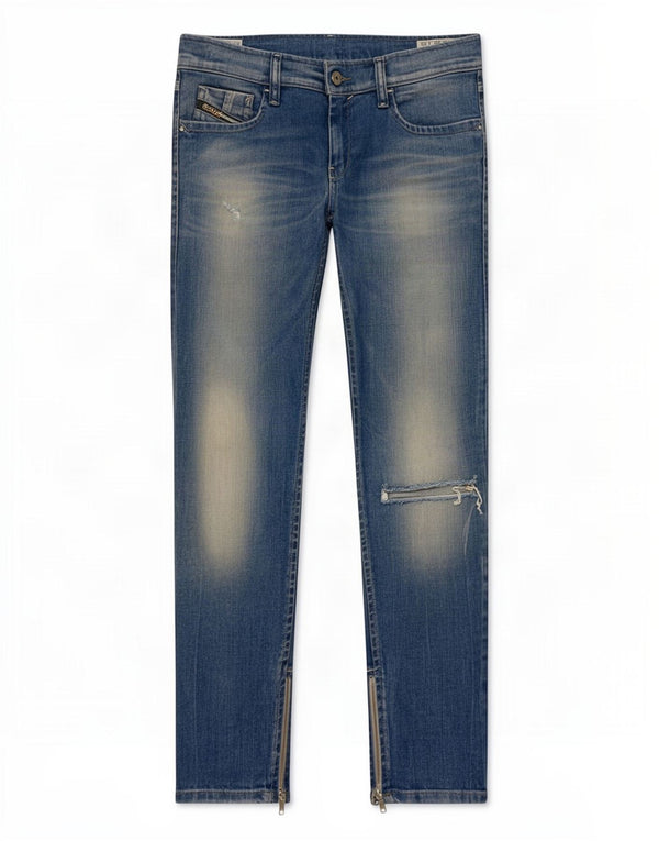 Diesel Damen Distressed Slim Jeans W29 L29 Blaue Baumwolle