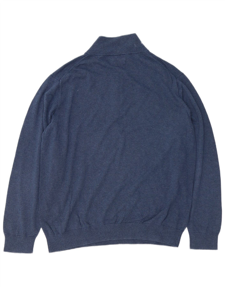 Gant Herren-Pullover mit Reißverschluss am Hals, 2XL, marineblaue Baumwolle