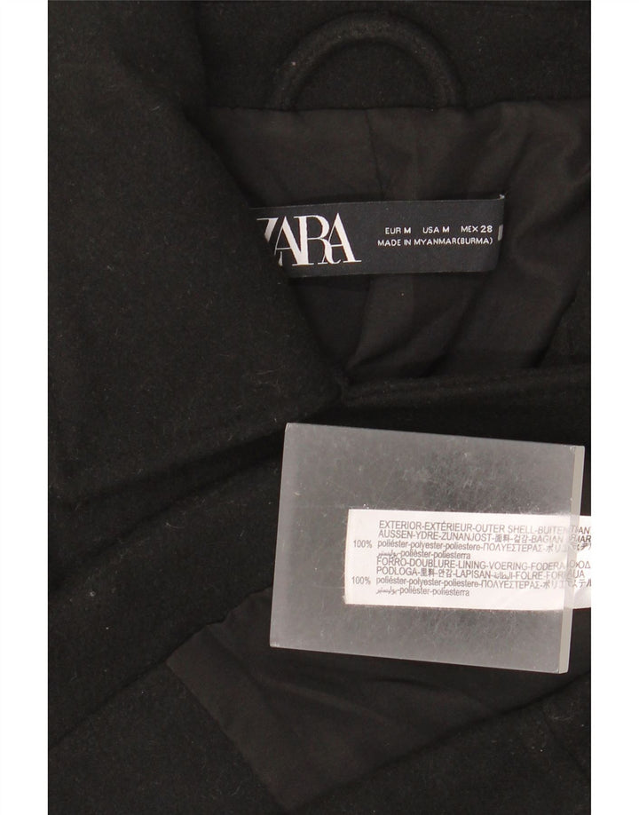 Zara Damen Crop Bomberjacke UK 38 Mittelschwarzes Polyester