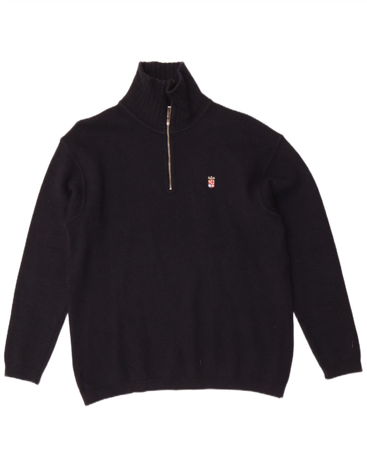 Armata Di Mare Herren-Pullover mit Reißverschluss am Hals, mittleres Marineblau