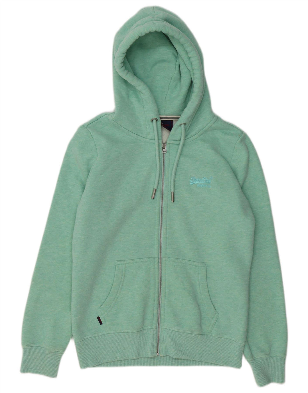 SUPERDRY Damen-Kapuzenpullover mit Reißverschluss, UK 12, mittelgrüne Baumwolle