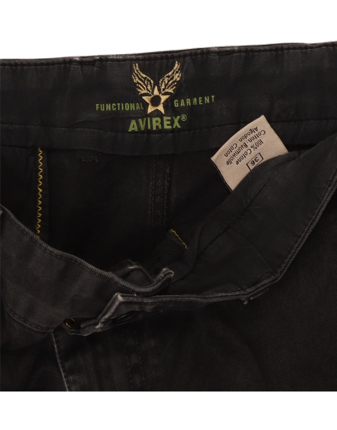 AVIREX Gerade Chino-Hose für Herren, W36, L33, schwarze Baumwolle