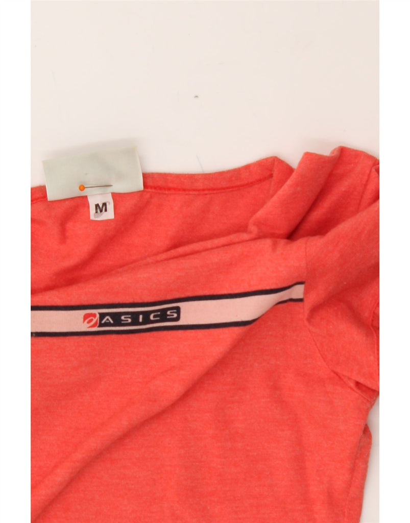 ASICS Womens Graphic T-Shirt Top UK 12 Medium Orange Striped Cotton Vintage Asics and Second-Hand Asics from Messina Hembry 