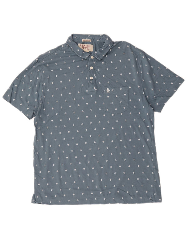 Penguin Herren Heritage Slim Fit Poloshirt XL Blau gepunktete Baumwolle