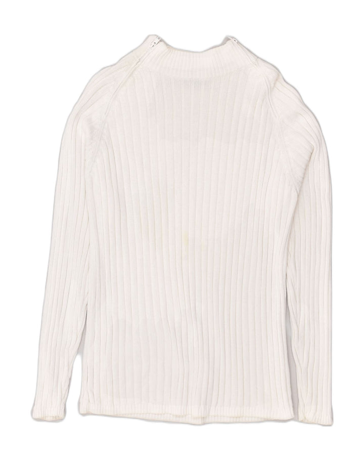 SMOG Womens Zip Neck Jumper Sweater UK 18 XL White Cotton | Vintage Smog | Thrift | Second-Hand Smog | Used Clothing | Messina Hembry 