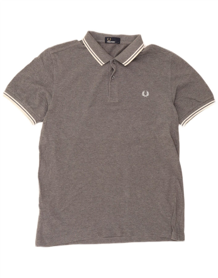 Fred Perry Herren-Poloshirt, große grau gefleckte Baumwolle
