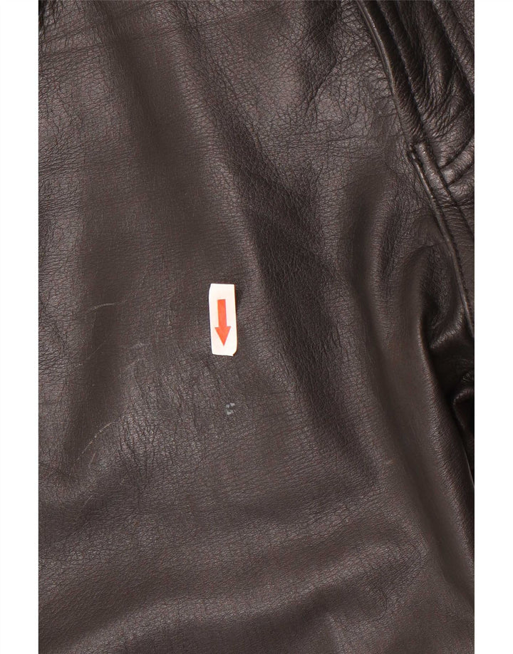 Vintage Herren gerade Lederhose W34 L30 Schwarz