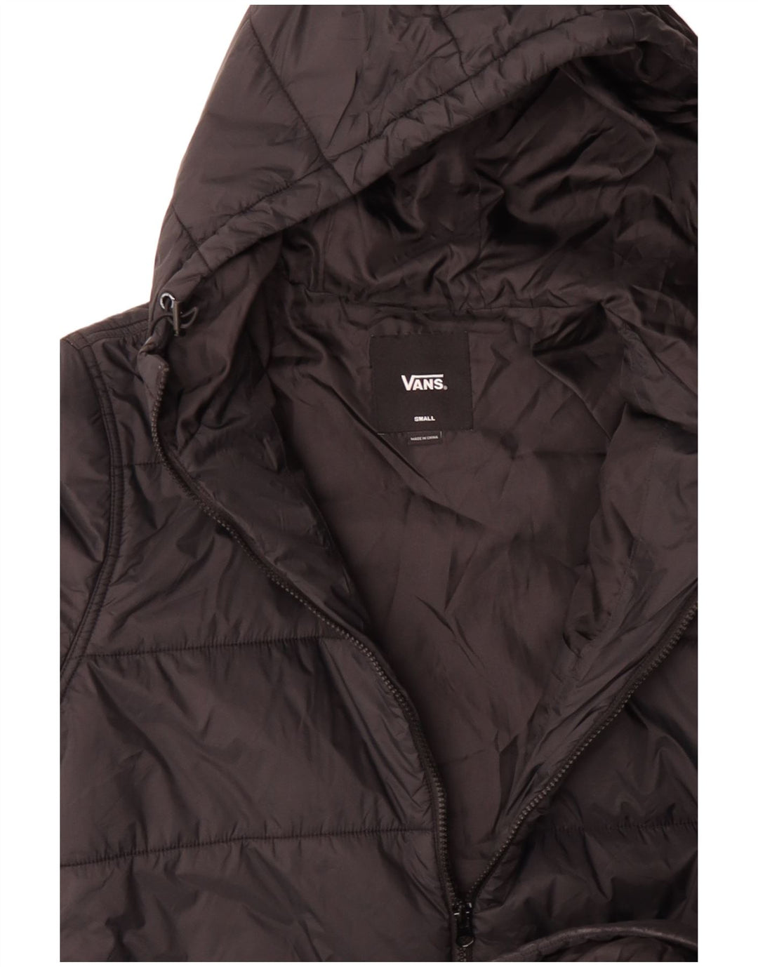 VANS Herren-Jacke mit Kapuze, gepolstert, UK 36, Größe S, schwarzes Nylon