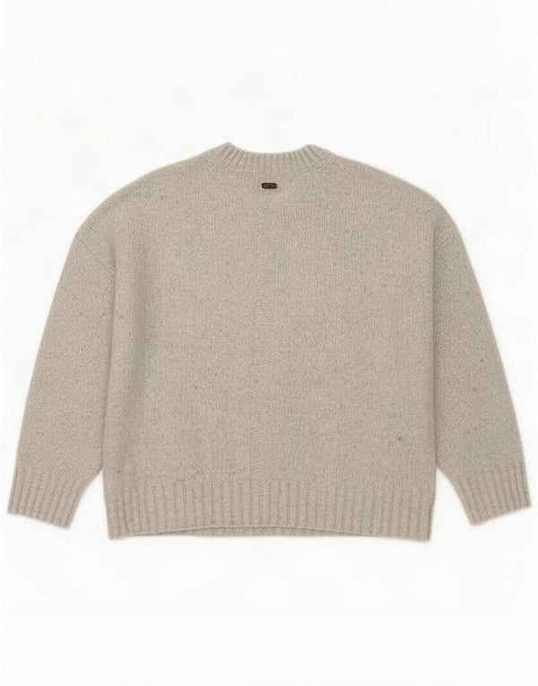 Barbour Womens 3/4 Sleeve Oversized Crew Neck Jumper Sweater UK 18 XL Grey