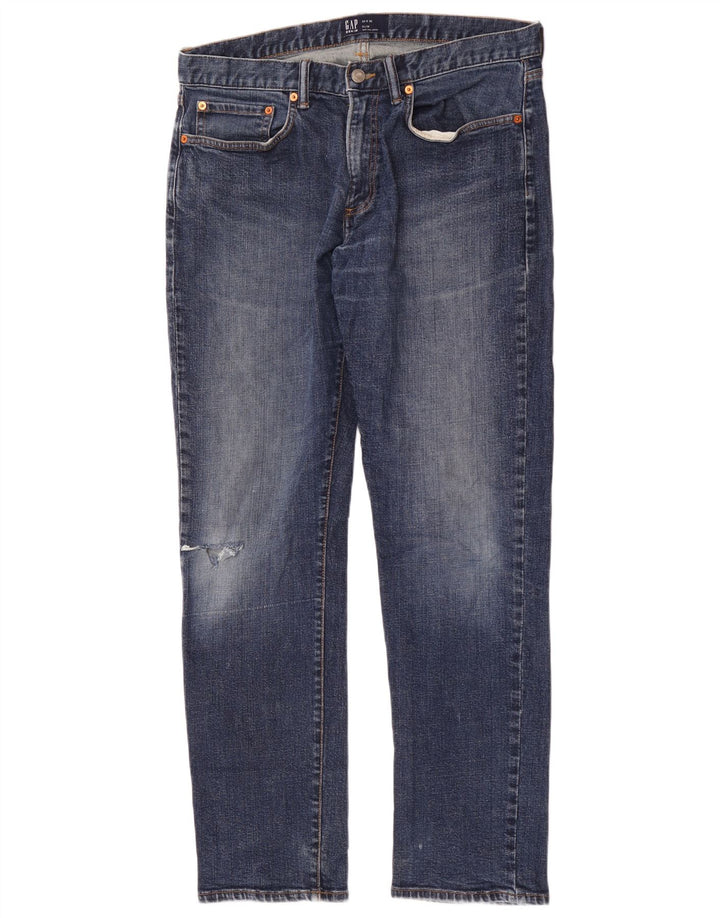 Gap Herren Distressed Slim Jeans W34 L32 Blaue Baumwolle