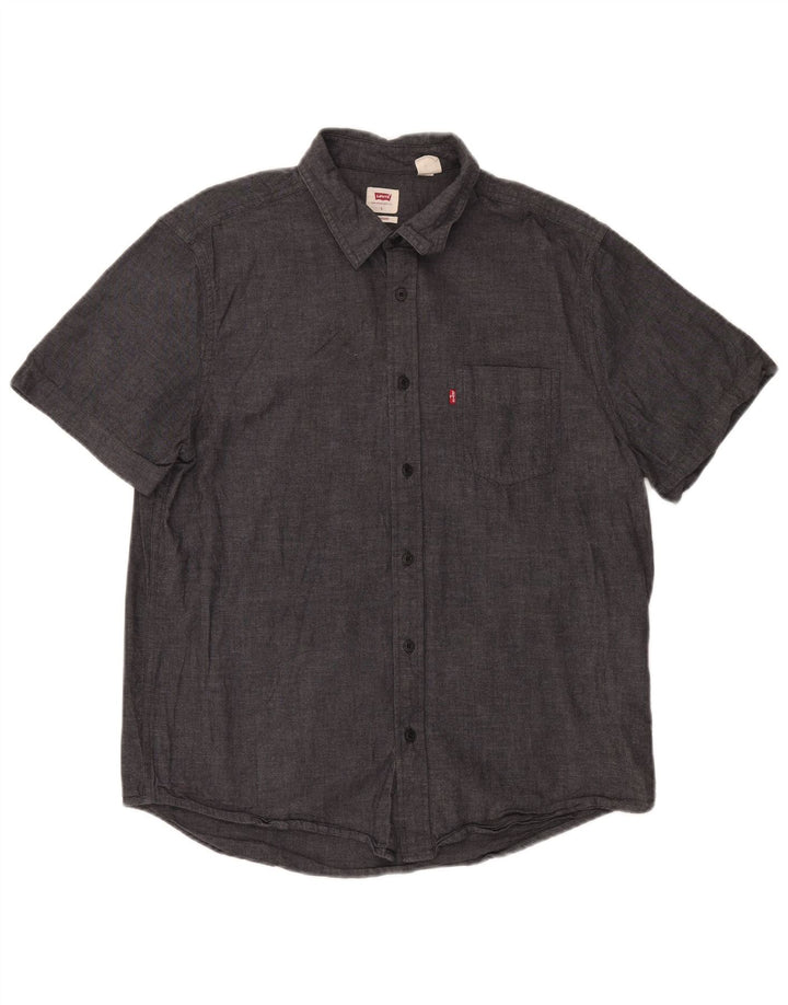 LEVI'S Herren-Hemd, kurzärmelig, Standard-Passform, groß, graue Baumwolle