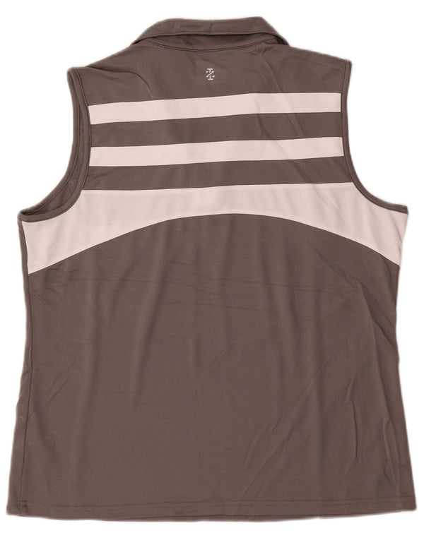 IZOD Damen ärmelloses Poloshirt UK 18 XL Graues Colourblock-Polyester