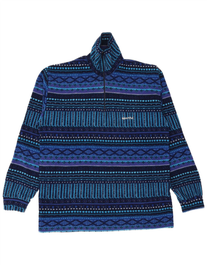 Sportful Herren-Fleecepullover mit Reißverschluss am Hals, IT 50, mittelblaues geometrisches Polyester