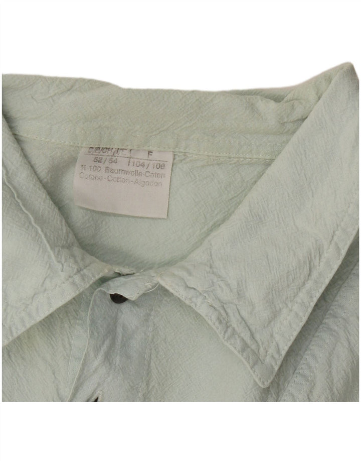 VINTAGE Herren Kurzarm-Pullover-Hemd IT 52/54 Groß Grün gestreift