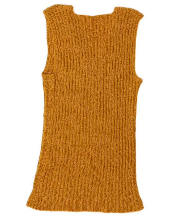 Vintage Damen Weste Tank Top UK 2 2XS Gelb