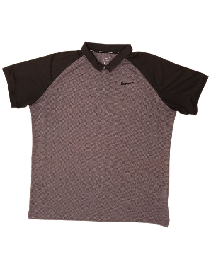 NIKE Herren Dri Fit Poloshirt XL Graues Colourblock-Polyester