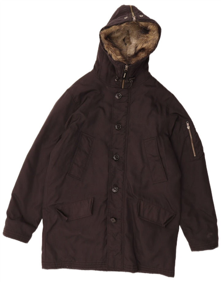 Woolrich Herren-Parka mit Kapuze, UK 36, Größe S, Schwarz, Polyester