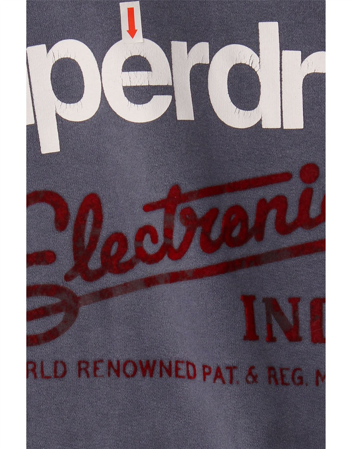 SUPERDRY Damen-Kapuzenpullover mit Grafik, UK 16, Größe L, Marineblau, Farbblock