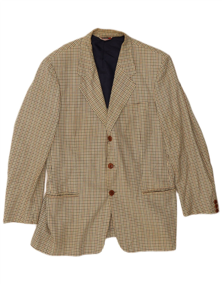 Stefanel Herren-Blazer mit 3 Knöpfen, UK 38, mittelbeigekariert
