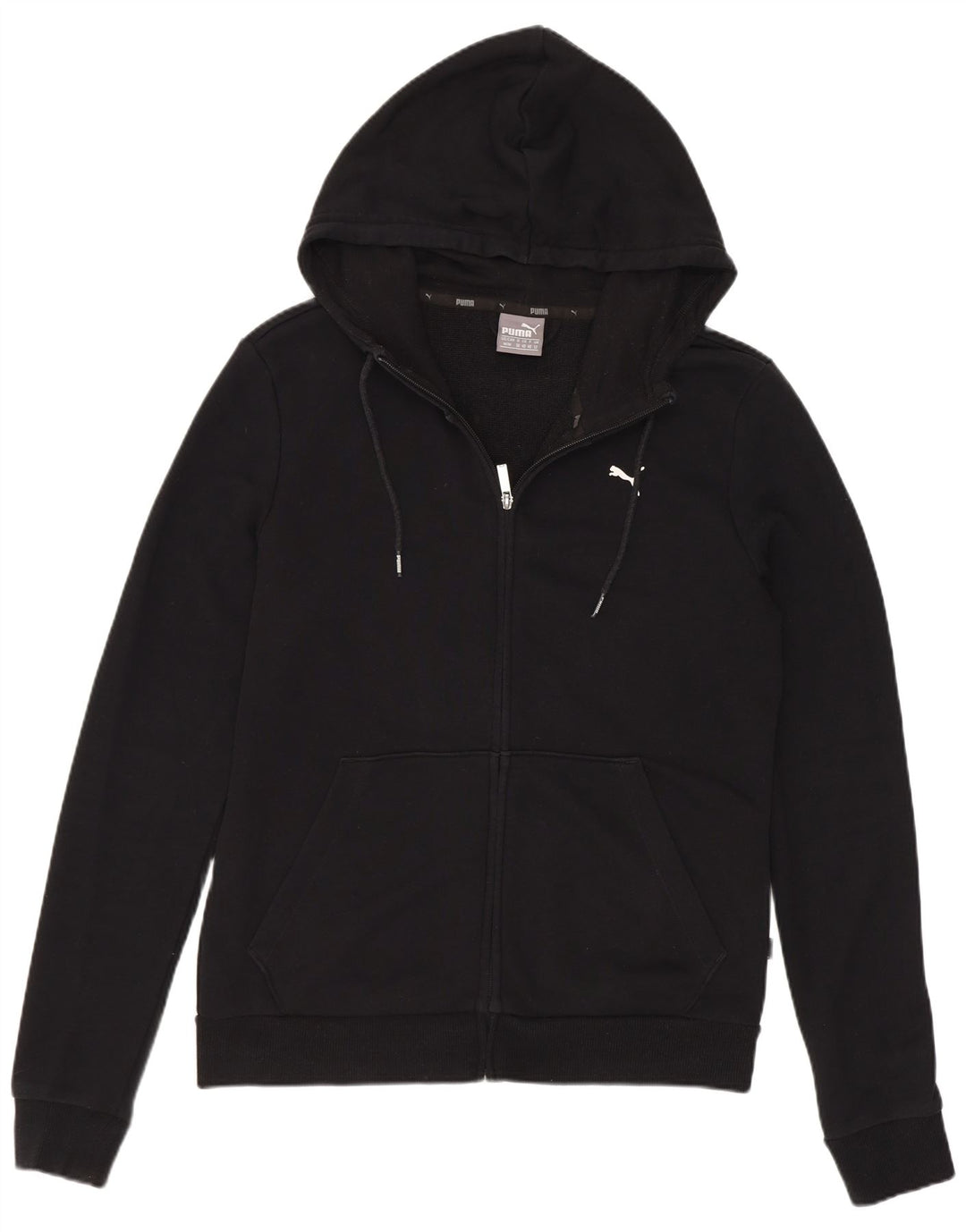 Puma Damen Zip Hoodie Pullover UK 12 Mittelschwarze Baumwolle