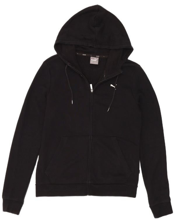 Puma Damen Zip Hoodie Pullover UK 12 Mittelschwarze Baumwolle