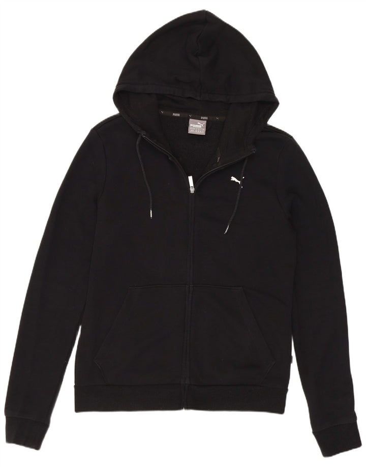 Puma Damen Zip Hoodie Pullover UK 12 Mittelschwarze Baumwolle