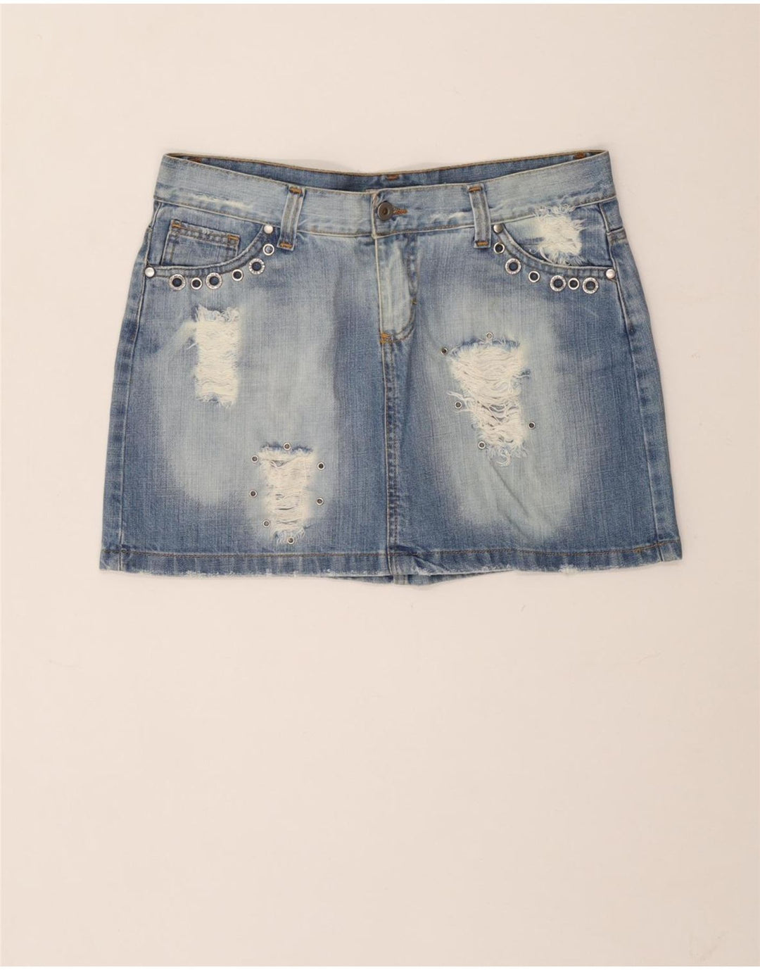 Germano Zama Damen Distressed Mini Denim Rock Medium W30 Blaue Baumwolle
