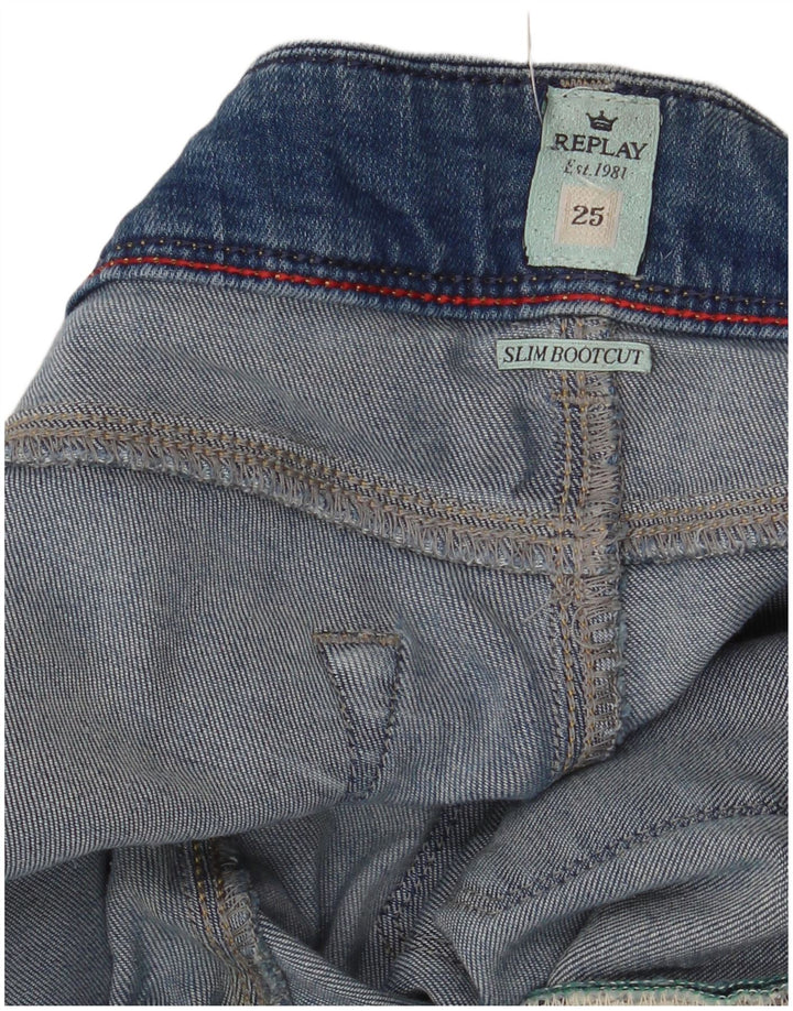 Replay Damen Slim Bootcut Jeans W25 L32 Blau