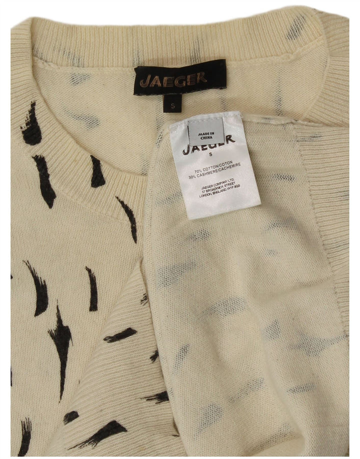 Jaeger Damen-Pullover mit Rundhalsausschnitt, Gr. 8, Größe S, cremeweiß gefleckte Baumwolle