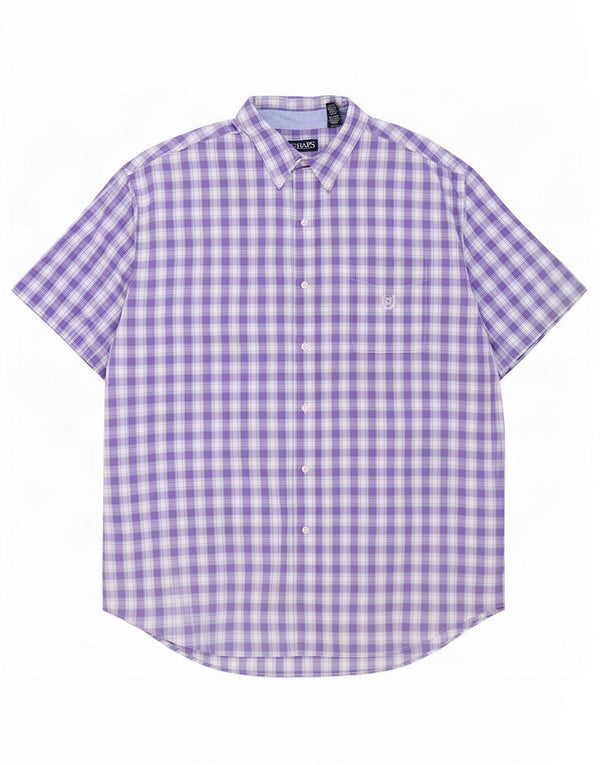 Chaps Herren Big & Tall Kurzarmhemd 3XL Lila kariert Baumwolle