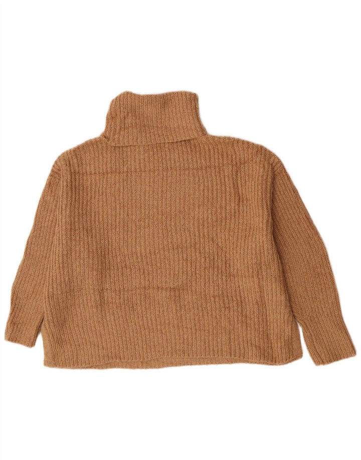 Zara Damen-Pullover mit Rollkragen, übergroß, Gr. 10, Größe S, Beige, Acryl