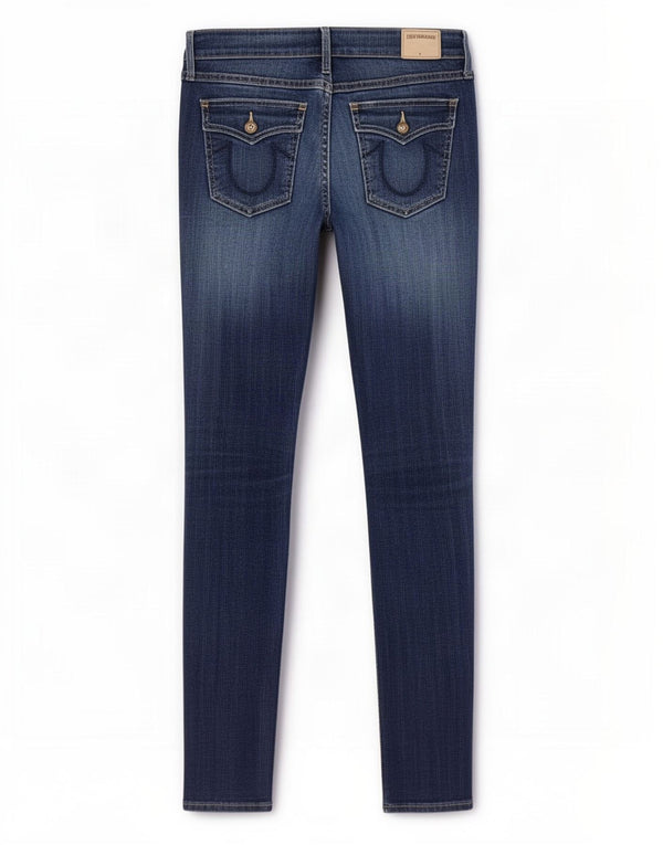 True Religion Damen Casey Low Waist Super Skinny Jeans W28 L29 Blaue Baumwolle