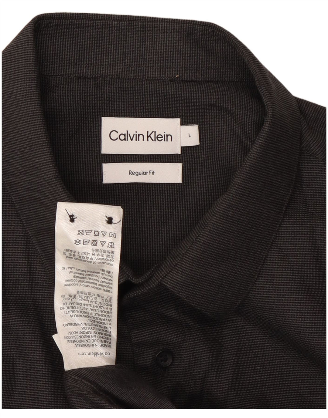 Calvin Klein Herren-Hemd mit normaler Passform, große schwarze Nadelstreifen-Baumwolle