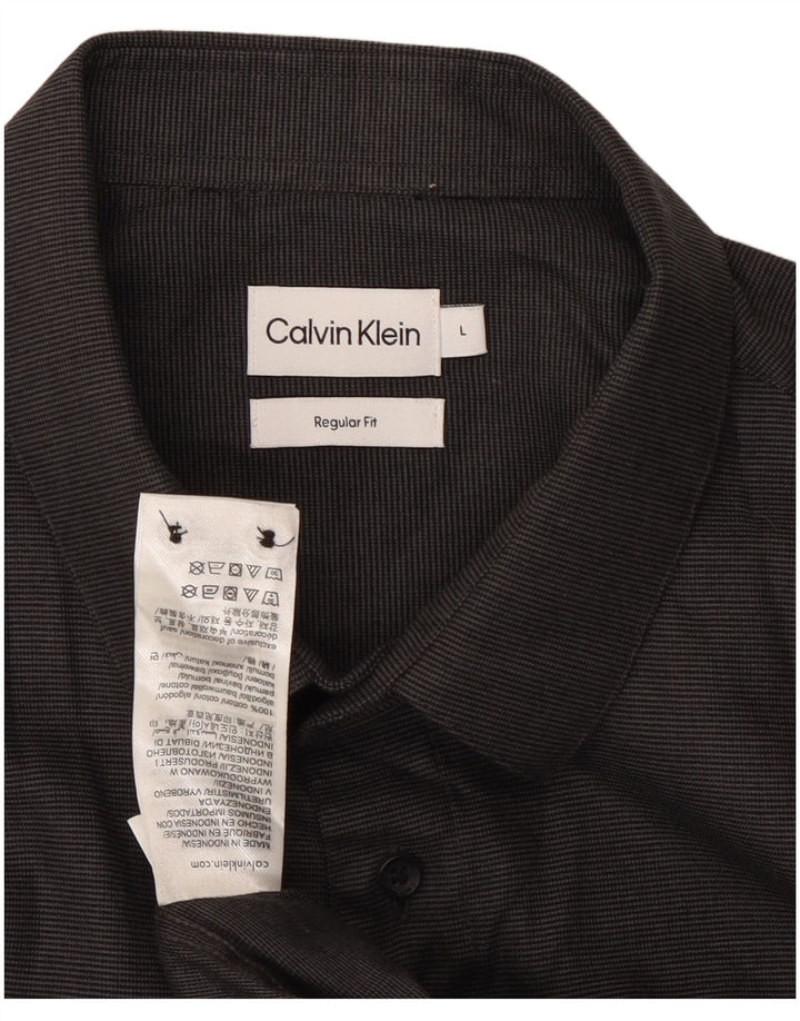 Calvin Klein Herren-Hemd mit normaler Passform, große schwarze Nadelstreifen-Baumwolle