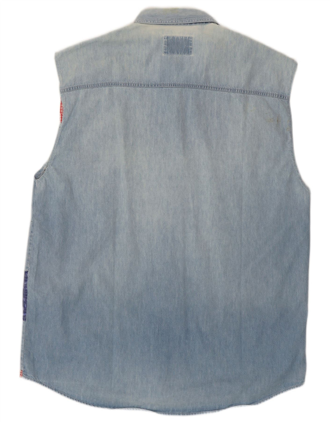 Wampum Herren ärmelloses Jeanshemd, groß, blau, Patchwork