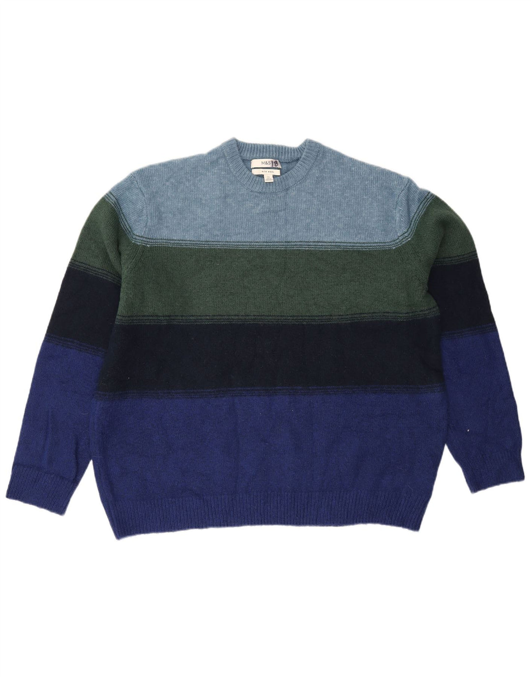 Marks & Spencer Herren-Pullover mit Rundhalsausschnitt, 2XL, mehrfarbig gestreift