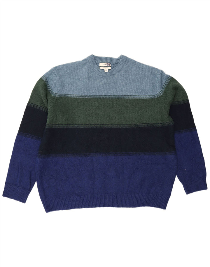 Marks & Spencer Herren-Pullover mit Rundhalsausschnitt, 2XL, mehrfarbig gestreift