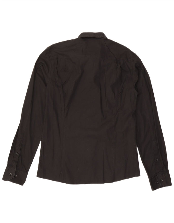 Hugo Boss Herren Slim-Fit-Hemd aus mittelschwarzer Baumwolle