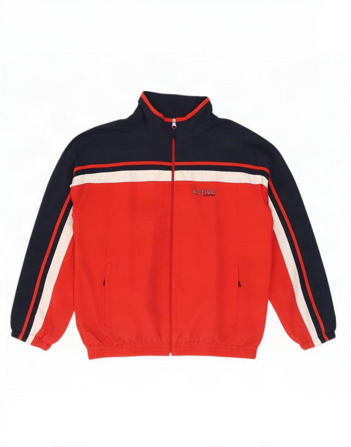 Shamp Herren-Trainingsanzug-Oberteil, Jacke, XL, rotes Farbblock-Polyester